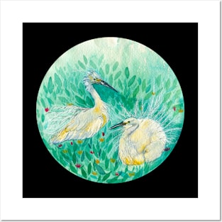 Dancing Egrets Posters and Art